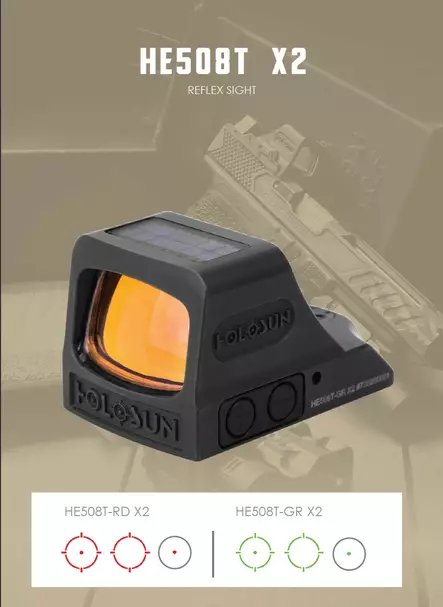 HE508T RD X2 Red Dot Sight. 2moa / 32moa Circle Dot - Open reflex red dot sights - HE508T-RD-X2 - 2